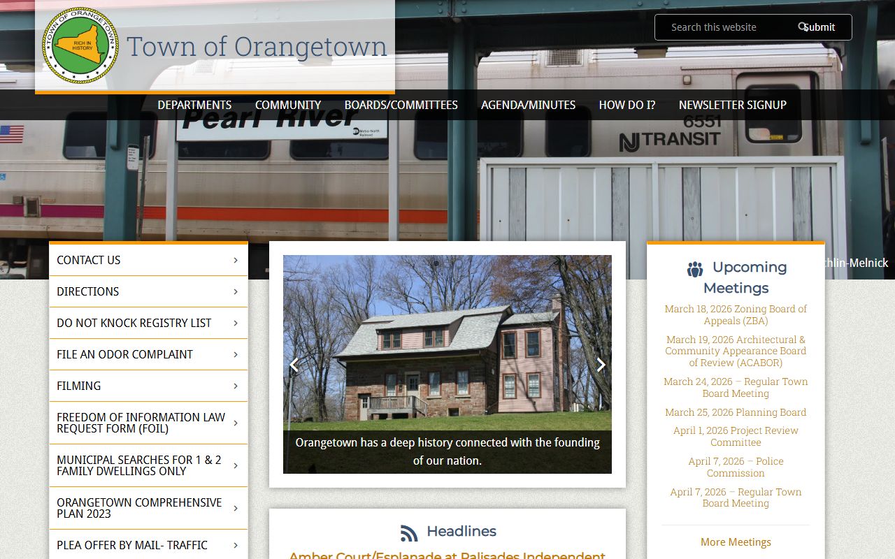 Orangetown booking releases town website