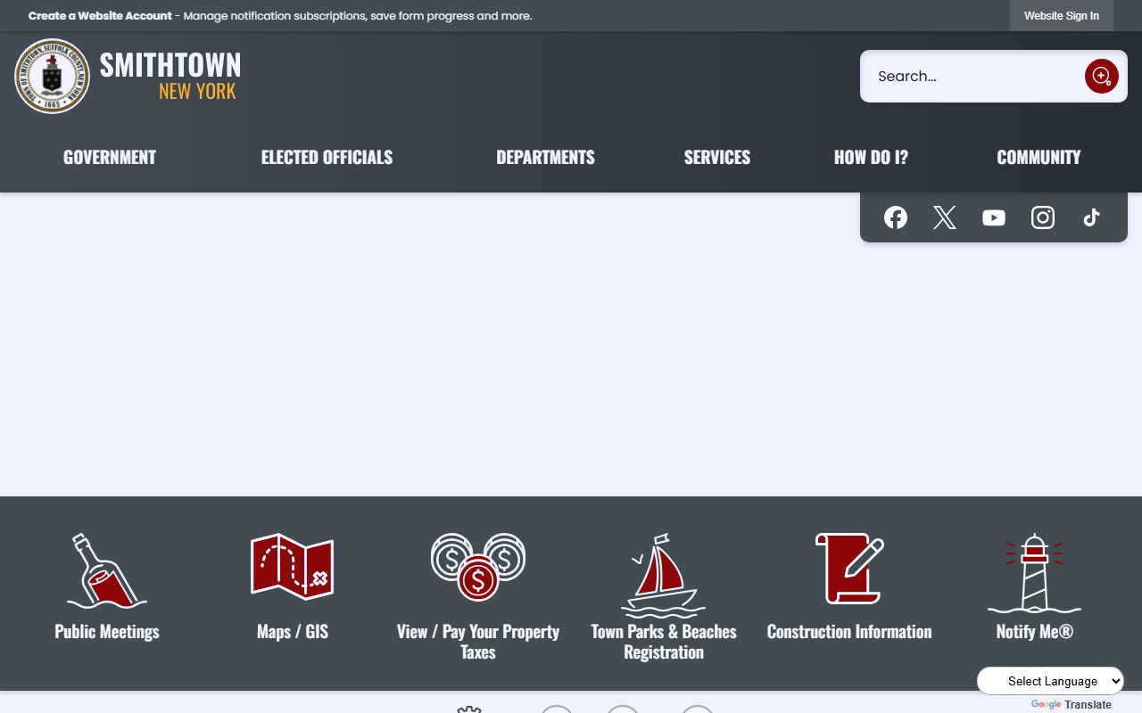 Smithtown booking releases town website and local information