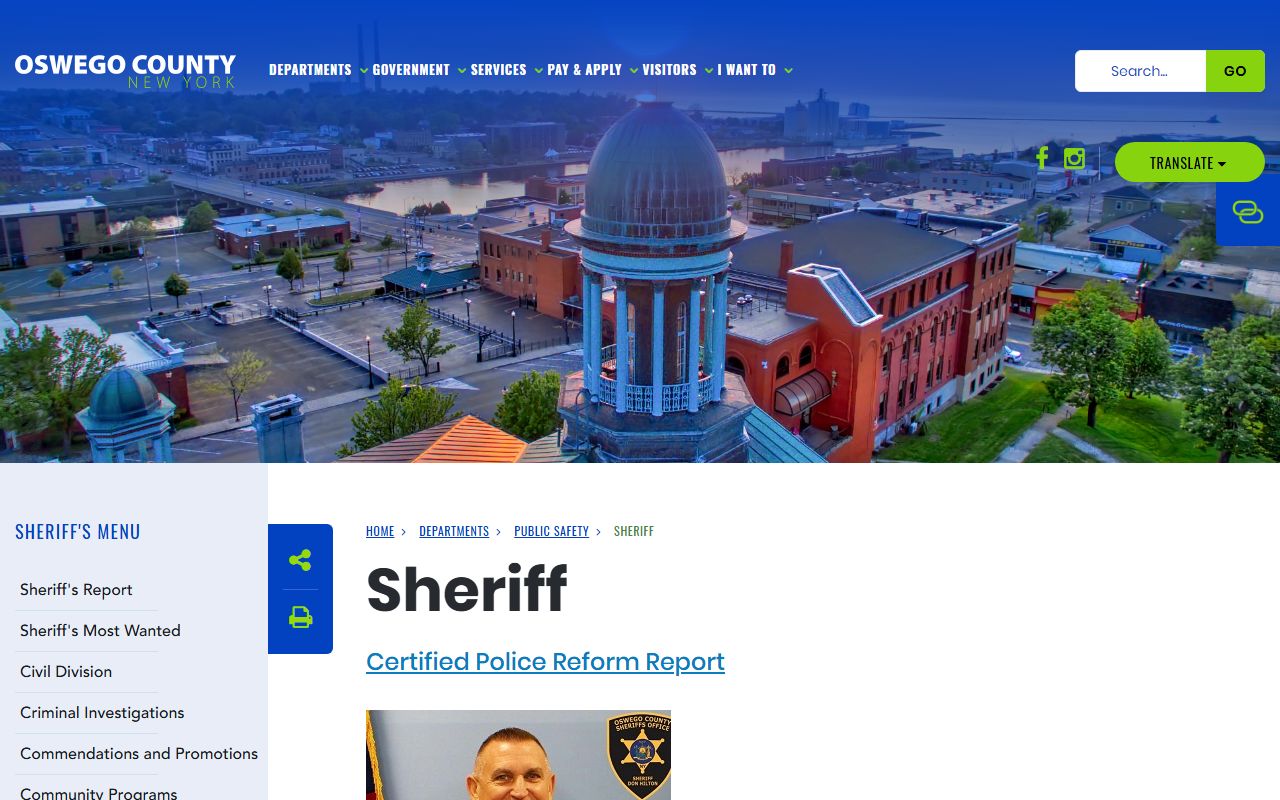 Oswego County Sheriff website for booking releases