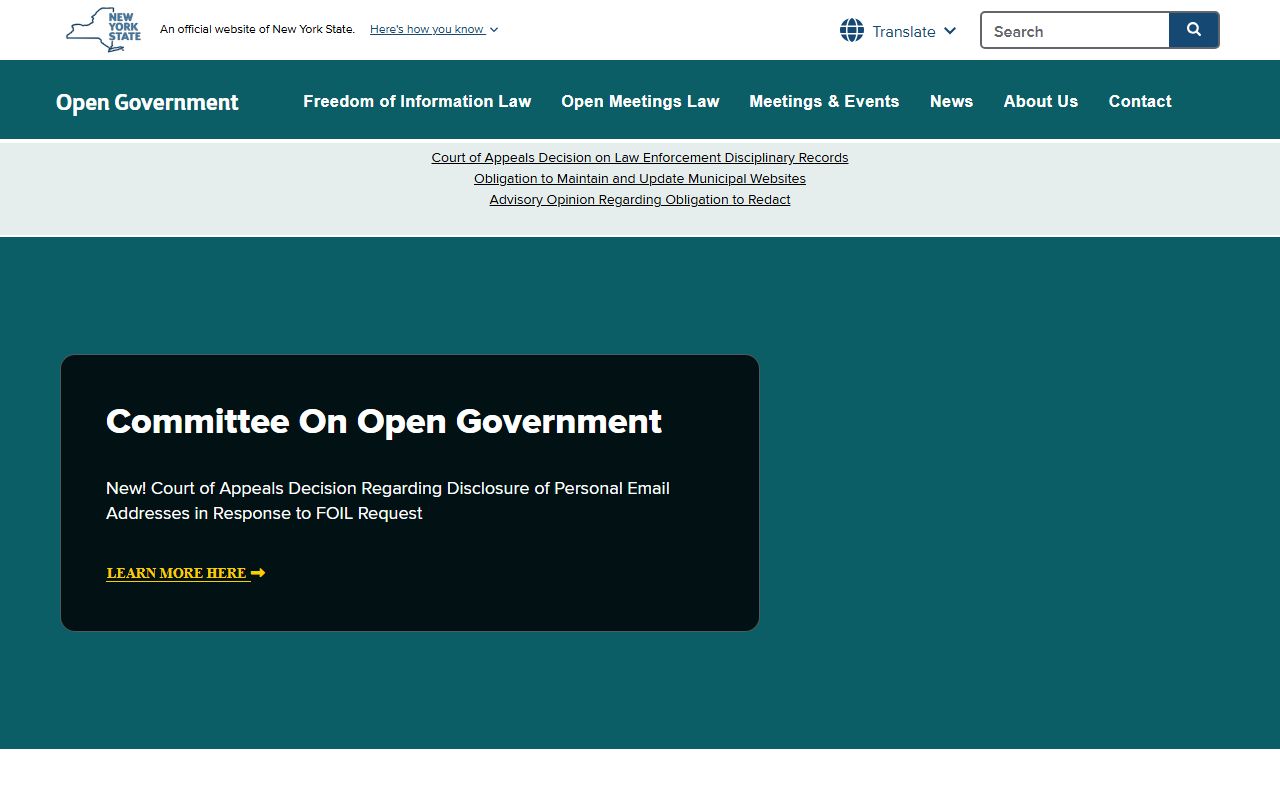 New York Committee on Open Government booking releases