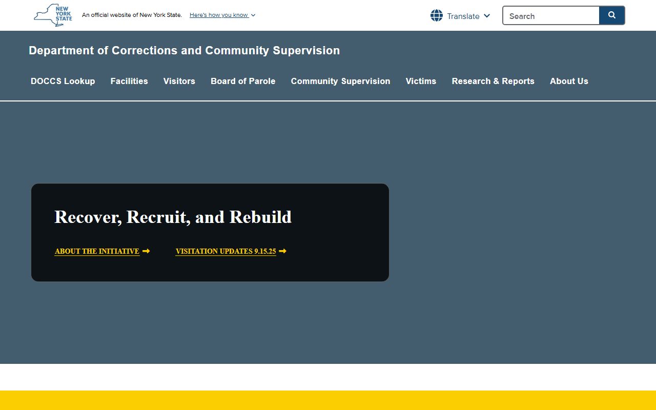New York DOCCS main website for booking releases