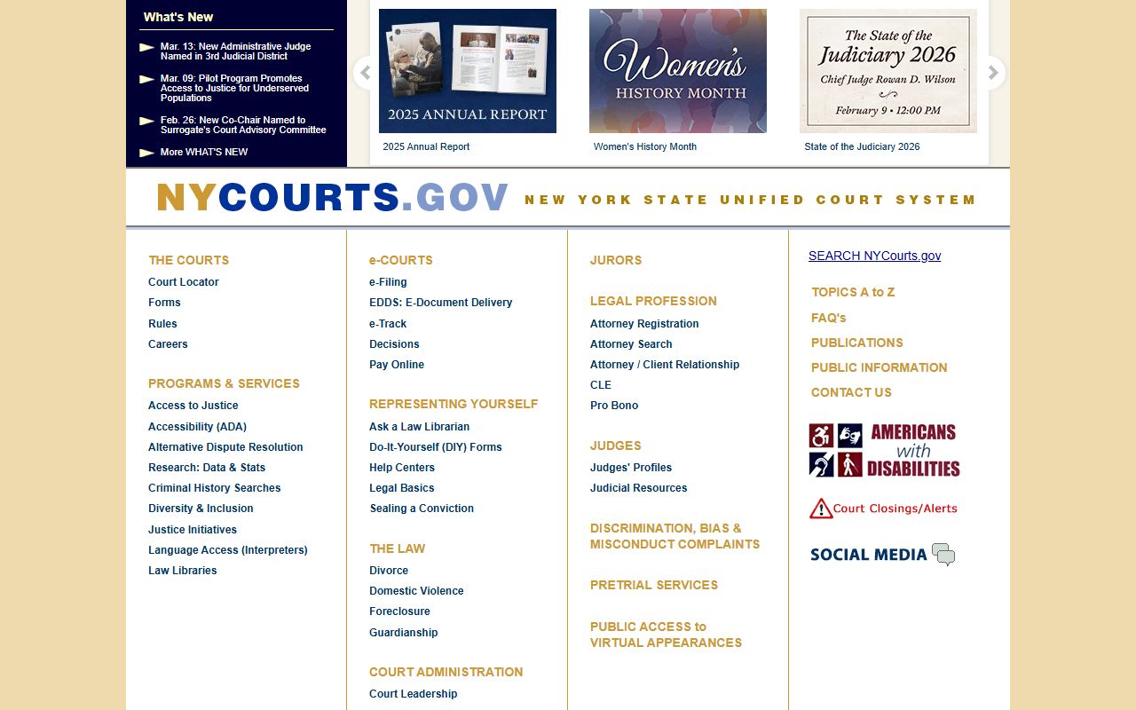 New York Unified Court System booking releases